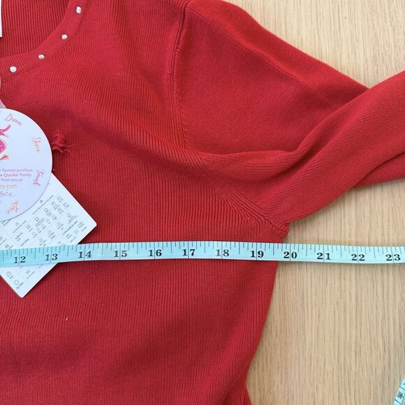 Quacker Factory Size Medium Snowman Embellished Top Red Christmas NWT 1586 - Picture 6 of 9